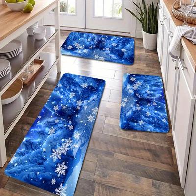 1 pz Tappeti da cucina anti-fatica con stampa di fiocchi di neve natalizi, impermeabili, antiscivolo, spessi, imbottiti, resistenti e comodi, per la cucina