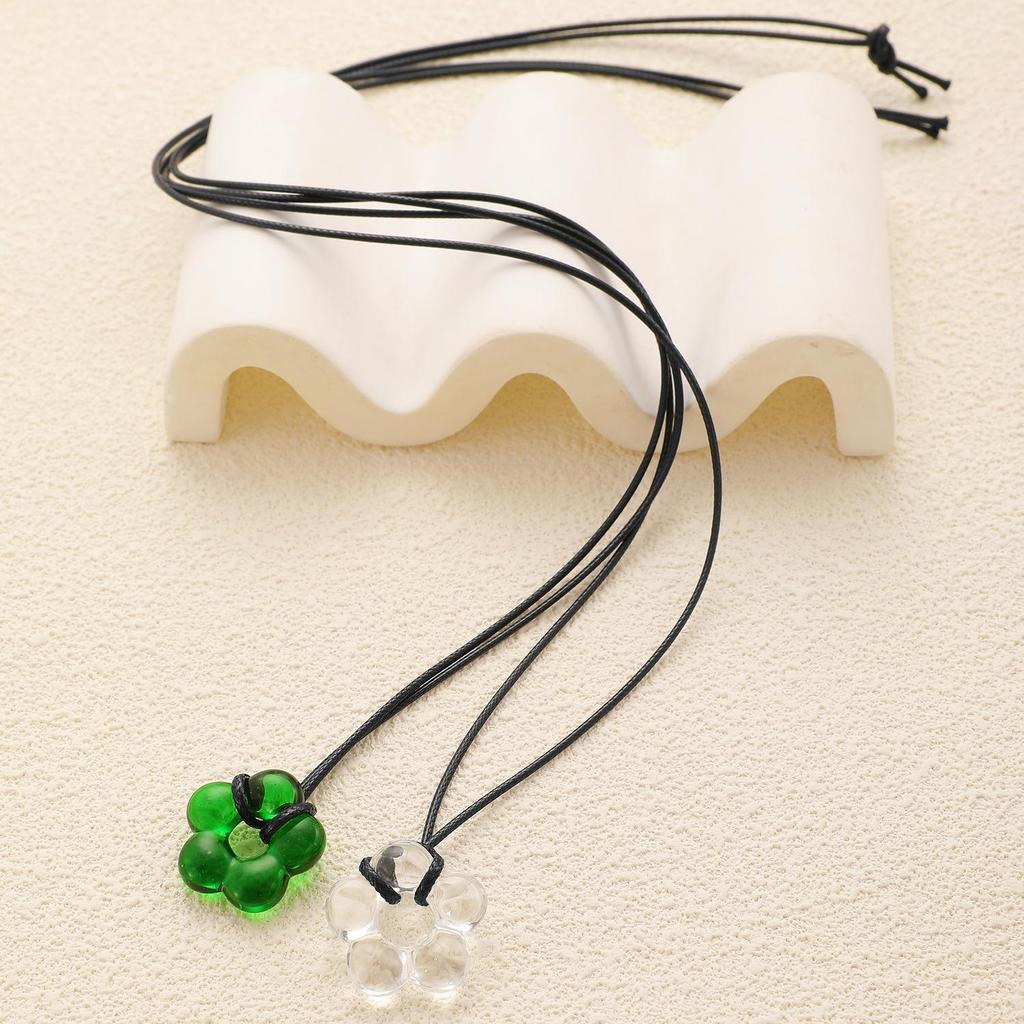 Retro Minimalist Fashion Free Knotting Flower Pendant Wax Thread Necklace Clavicle Chain