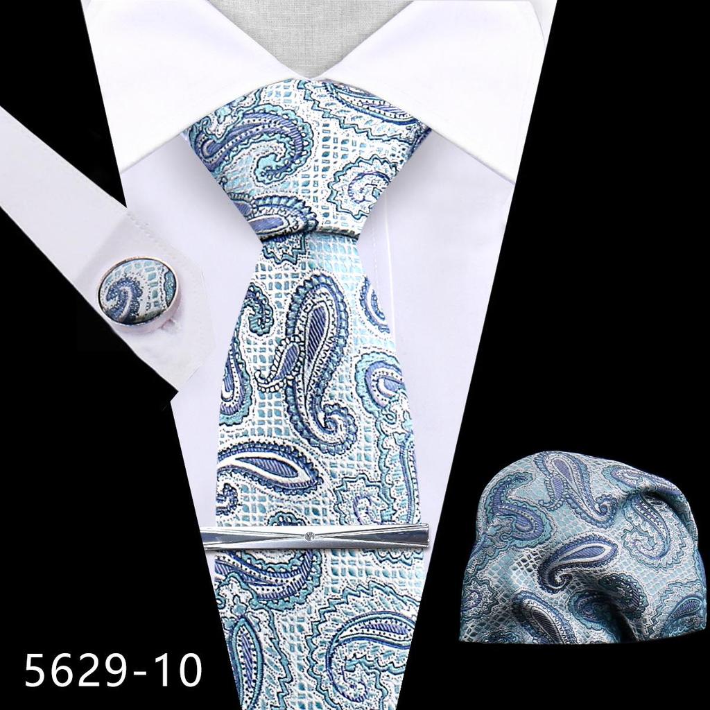 Men's Premium Polyester Tie, Pocket Square & Cufflink Set for Formal Events