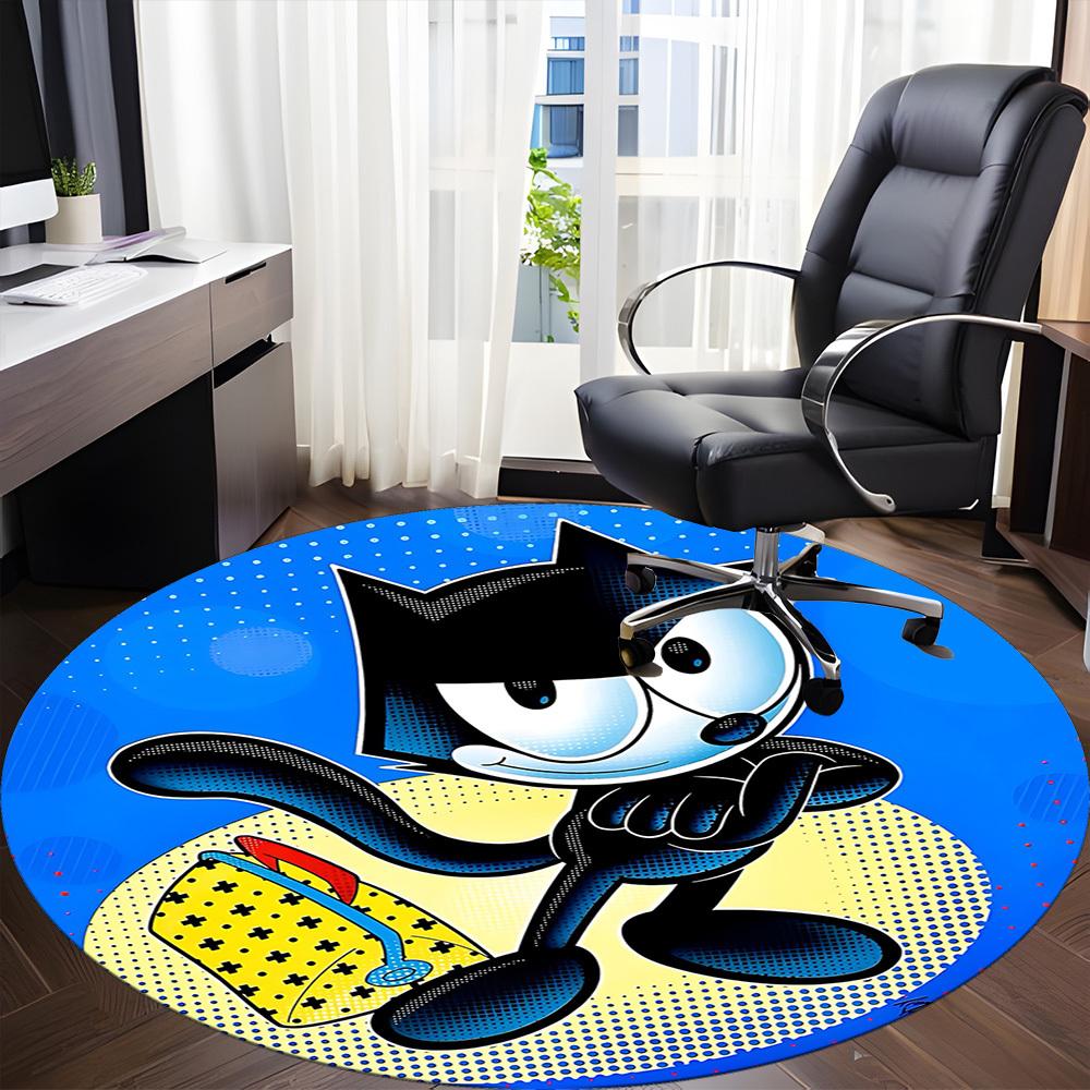 1pc Felix Cat Office Round Area Rug, Bedroom Living Room Home Decor, Room Deco, Offic a1016177