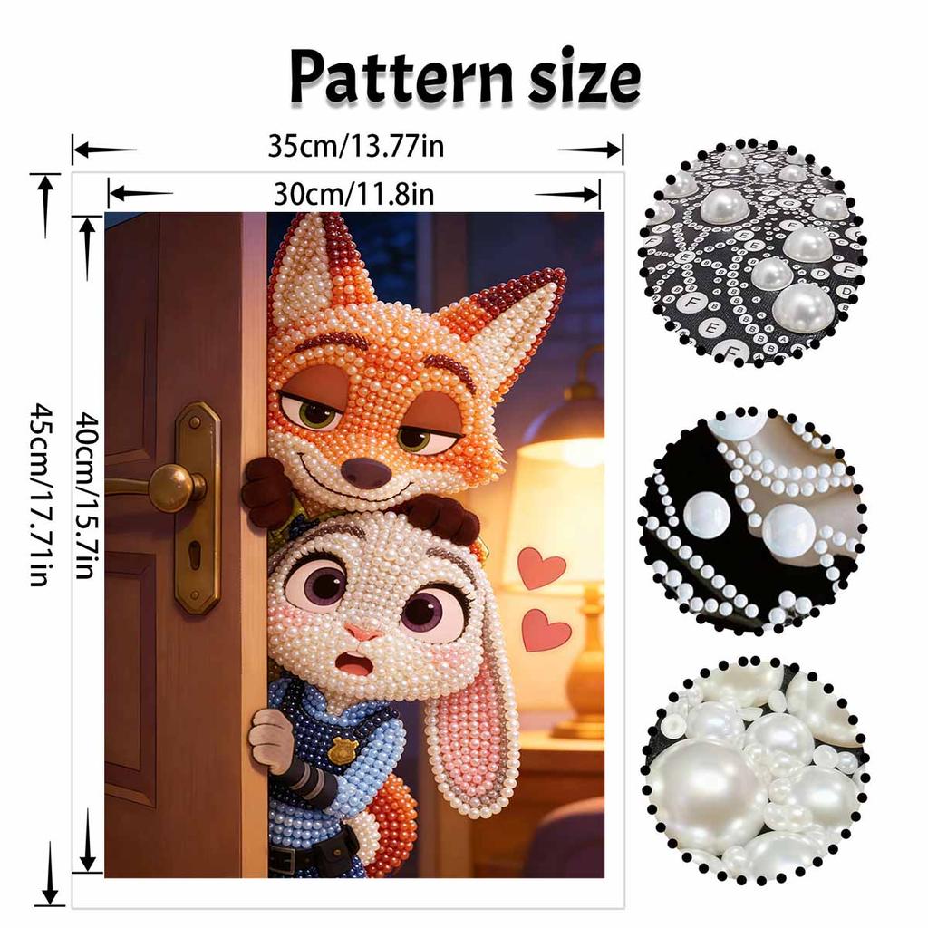 Disney Zootopia Nick & Judy Pearl Painting Handmade Diy Pearl Art Painting Simple Living Room Hanging Painting Decoration