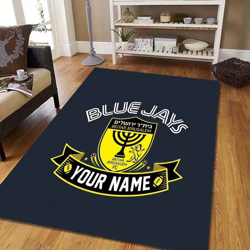 Benutzerdefinierter Name Beitar Jerusalem Flanellmuster Quadratischer Teppich, Läufer, Teppich für Wohnzimmer Schlafzimmer Sofa Spielzimmer Dekor, Rutschfeste Fußmatte
