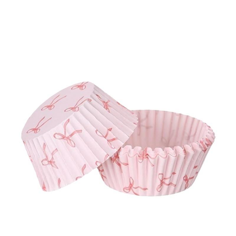 

100Pcs Mini Pink Bowknot Cake Paper Liners for Baking Muffins Chocolate Cupcakes Cup Party Tray Cake Mold Decorating Tool розовый