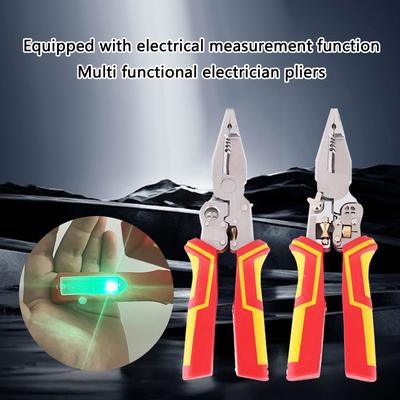 8-In-1 Stripping Pliers With Voltage Tester Wire Stripping Pliers With Electricity Measurement Crimping Pliers Voltage