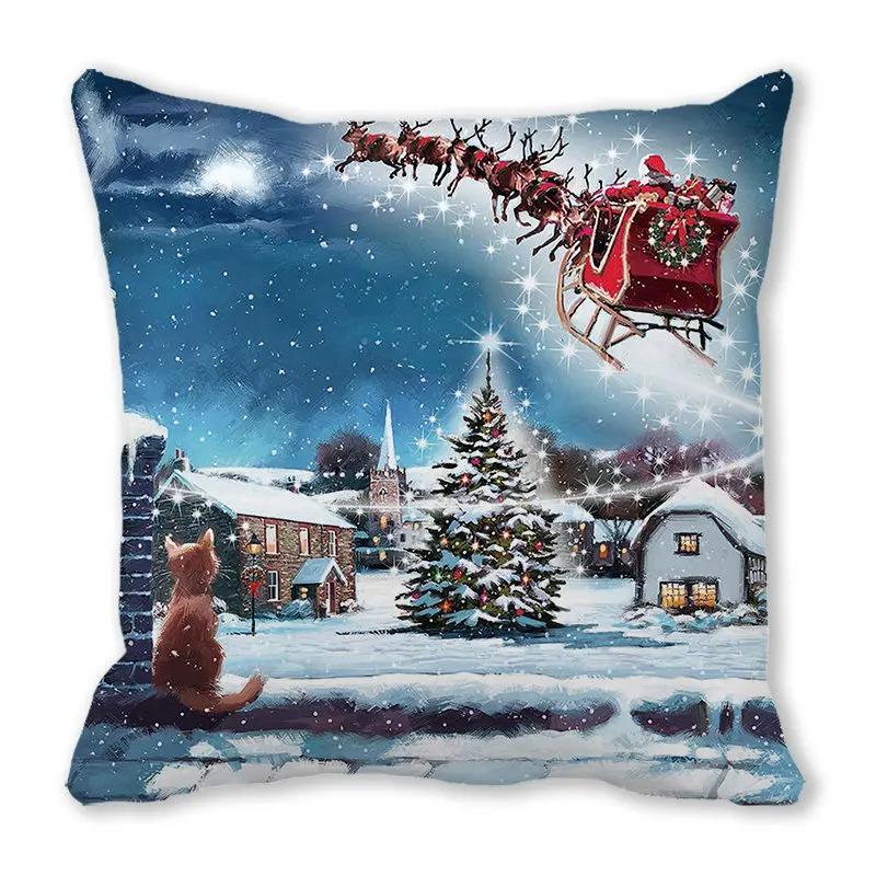 Vianočné obliečky na vankúše Autopríslušenstvo Kancelária Santa Claus Obývacia izba Pohovka Domáce obliečky na vankúše