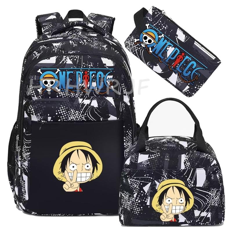 One Piece Backpack Monkey D Luffy Travel Nylon Mochila Feminina Bagpack Bolsas School Bags for teenager Laptop School Bags 3pcs