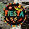 2D Flat, 1pc Round Fiesta Aluminum Hanging Sign, Colorful Mexican Sombrero Maraca Chili Pepper Design, Vibrant Cinco De Mayo Metal Wall Decor
