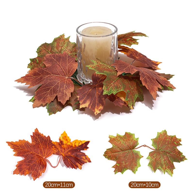 1PC Artificial maple leaf candlestick wreath, photography prop, home decor, party decoration.