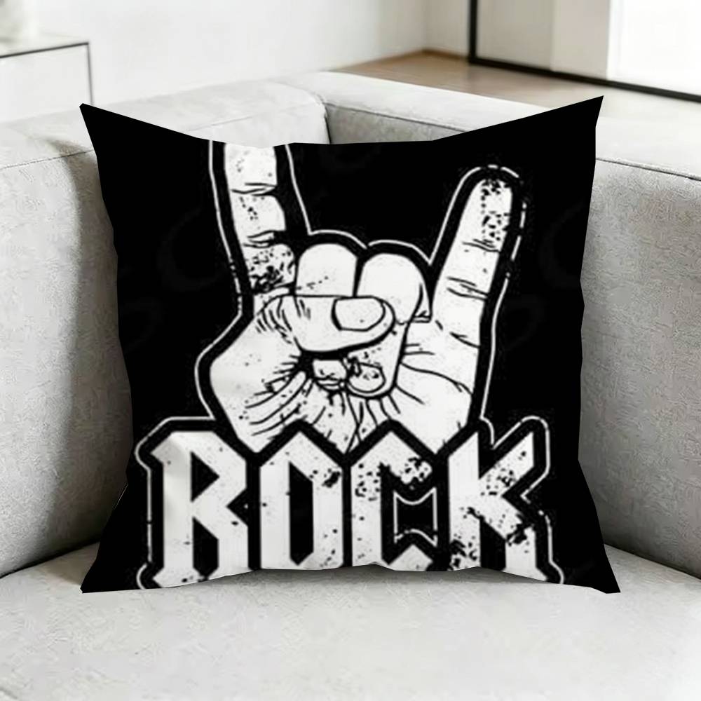 Logo Creative Punk Rock Style Square DoubleSided printed Pillow Case Bedroom Bedside Pillow Sofa Cushion Cover Gift
