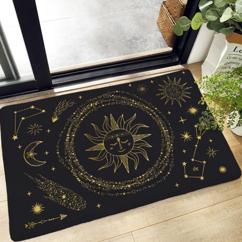 Sun & Moon Print Floor Mat Carpet Doormat for Living Room Home Decoration Small Area Bedroom Non-slip Plush Floor Mats Rug