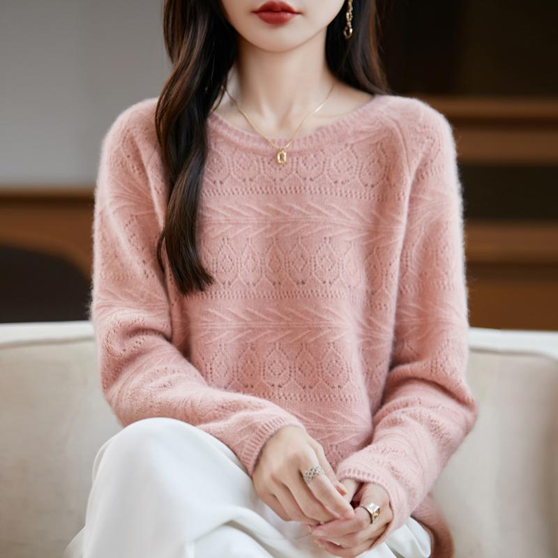 Women's cashmere sweater Qinghe cashmere 30% cashmere 70% wool autumn and winter pullover warm and fashionable