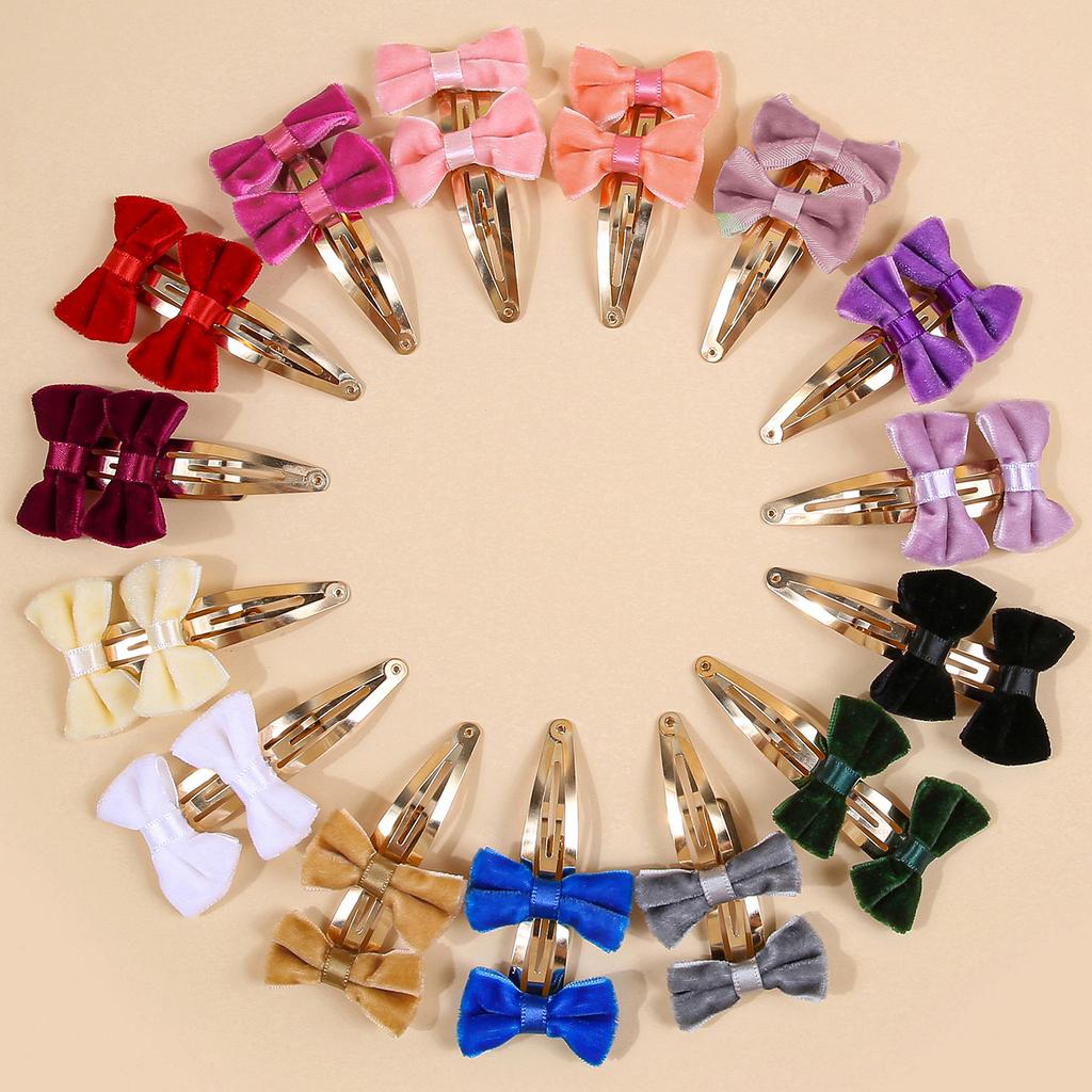 10/30pcs Cute Hair Bows Clips for Girls Velvet Bows Barrettes Clips Alloy Snap Hair Clip Hairpins Children Kids Hair Accessories