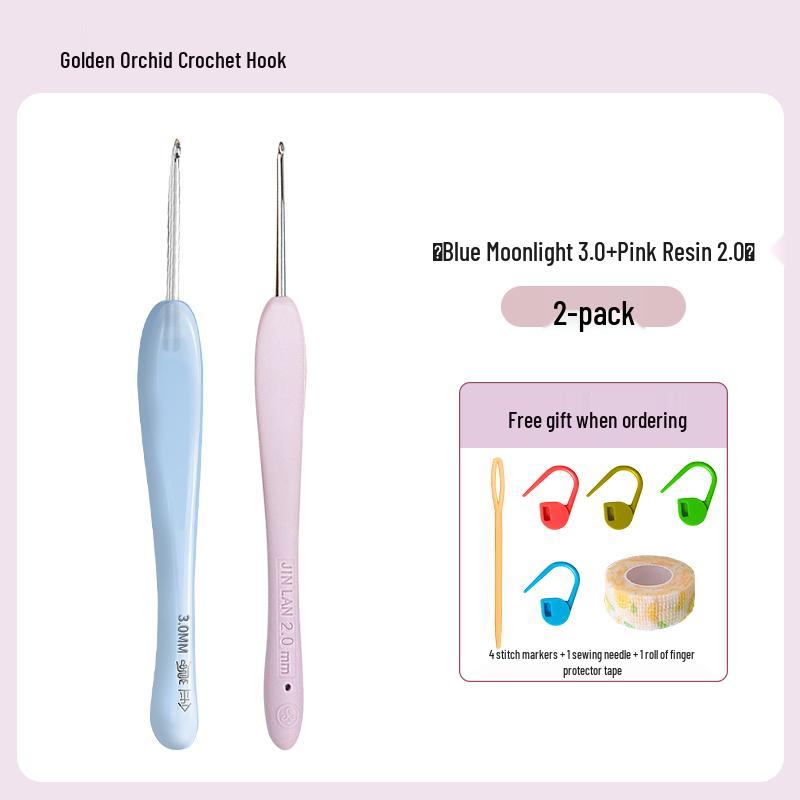 Soft Grip Resin Crochet Hook with Hand-Polished Stainless Steel Needle for Doll and Wool Knitting