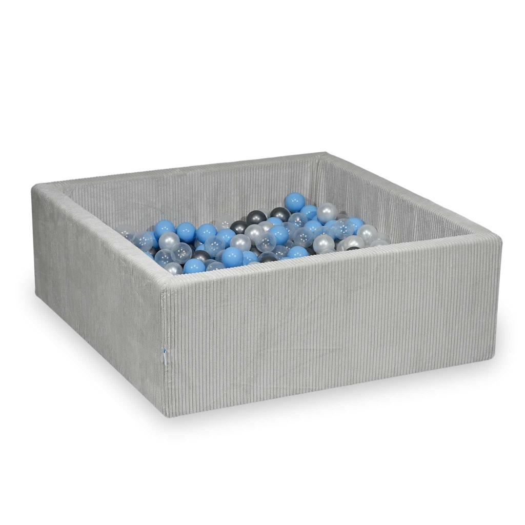Dry pool 110x110x40 Corduroy Gray 600 balls: transparent, pearl, silver, light blue