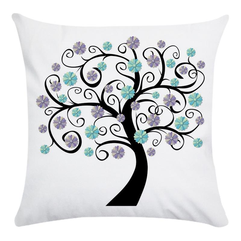 Creative Life Tree Pattern Digital Printing Short Plush Pillow Covers For Car Sofa Office Cushion Cover Home Goods