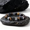 Festive Gifts Tiger Eye Black Onyx And Hematite Hexagonal Beaded Bracelet Bold Fashion Jewelry For Men Daily Wear Simple Versatile Accessory