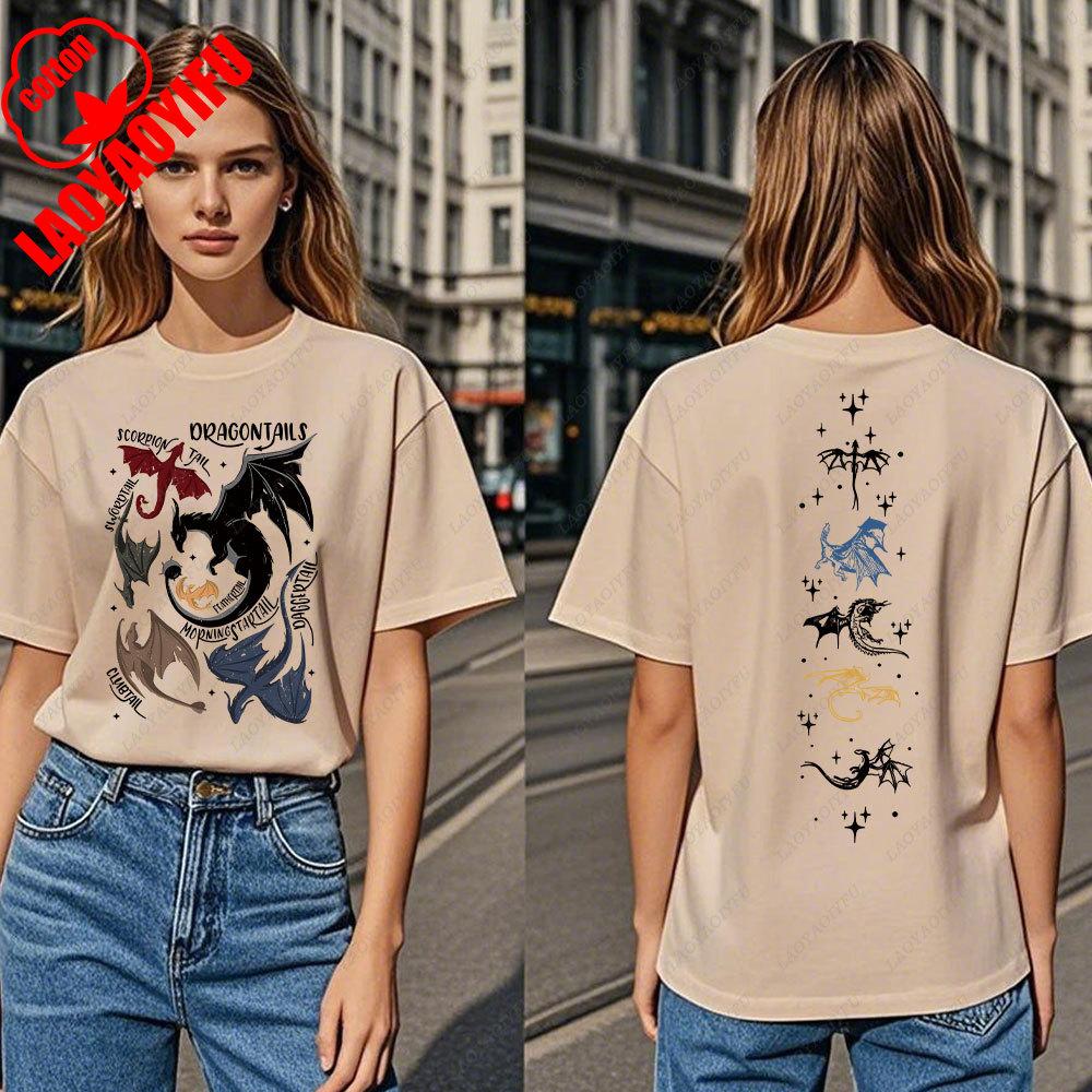 Fourth Wing DoubleSided TShirt Basgiath War College TShirt Women Tshirts High Quality Cotton Short Sleeve Graphic Vintage Tee