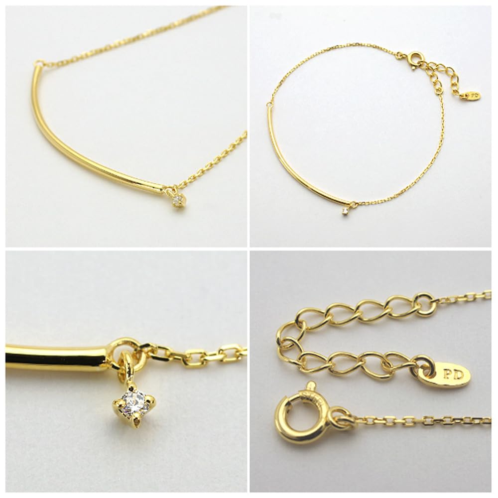 Pinky Dianne Silver Bracelet Bar with Yellow Gold Plated Cubic Zirconia & (VBLPD53209)