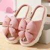New Cotton and Linen Slippers Women's Large Size Bow Solid Color Home Floor Open Toe Linen Mop