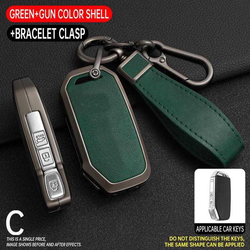 Zinklegering + Läder Bilnyckelfodral För Kia Sportage 2025 2025 Ray Sorento Soul Telluride Cerato 2020 K5 K8 2025 Fjärrnyckelhållare