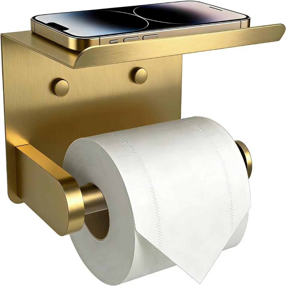 Stainless Steel Toilet Paper Holder Rustproof Anti Fingerprint Tissue Roll Holder Self Adhesive Wall Mounted