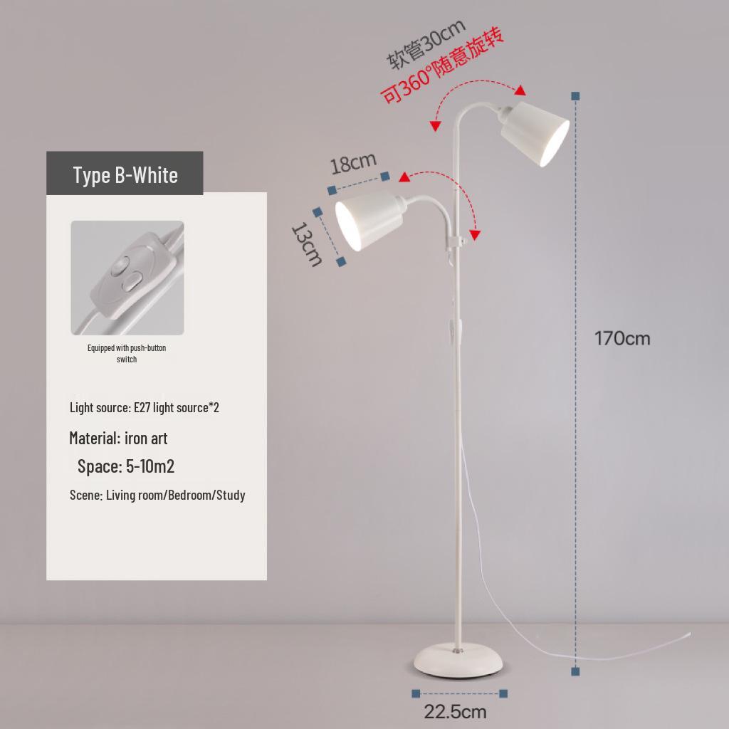 Nordic Modern Double-Head Floor Lamp: Minimalist Luxury for Living Room and Bedroom