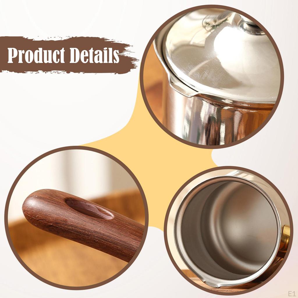 Coffee Pot Butter Melter Comfortable Grip Kitchen Essential for Gas Stoves with Handle Chocolate