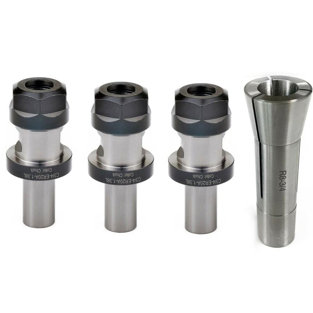 R8 ER20 Collet Chuck Sets 3Pcs 3/4 ER20 1.38 TTS Tool Holder