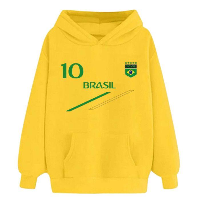 Kids' Hoodie - Brazil - Yellow - Football - Boys - Long Sleeves