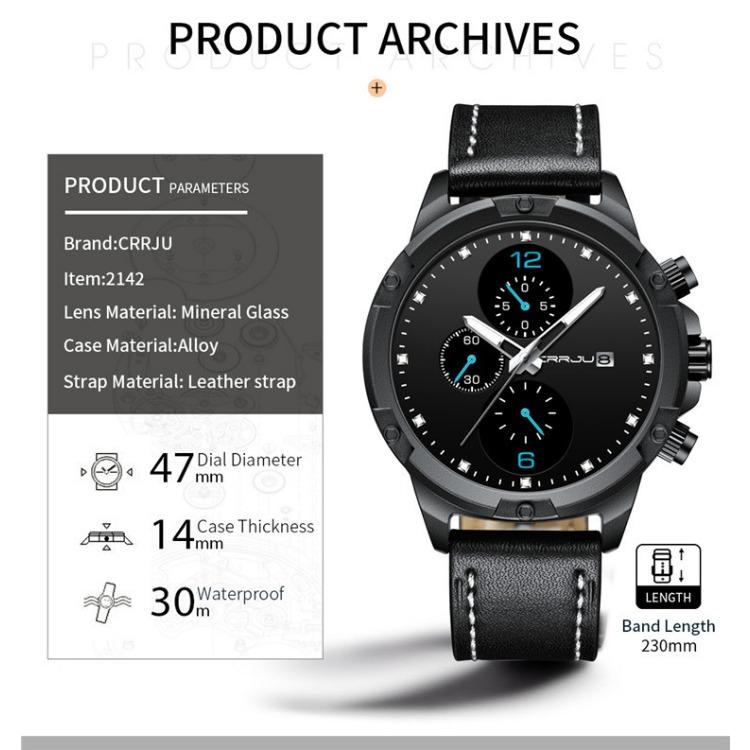 CRRJU-2142 Men's Six-pin Sports Watch Men's Watch Large Strap Watch Men