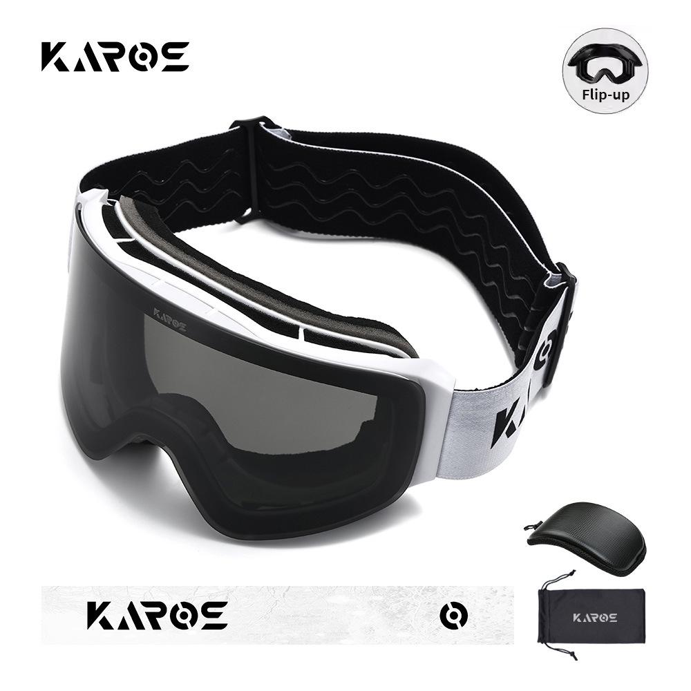 KAROS Flip-up ski goggles, unisex, winter anti-fog eyewear, snow goggles, suitable for snowboarding, mountaineering, and hiking