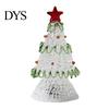 Clear Glass Tree with Gold Star Handmade Christmas Lighted Figurine, Mini Luminous Xmas Ornament for Office Desk Night Light, Art Tabletop Holiday