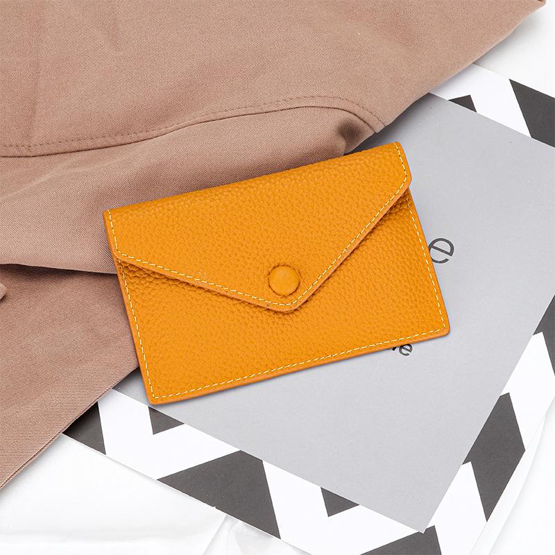 

Женские кошельки из натуральной кожи, мини-кошелек в форме конверта, мягкий первый слой из воловьей кожи, визитница, брендовый дизайн, кошелек с застежкой, 2024 жёлтый