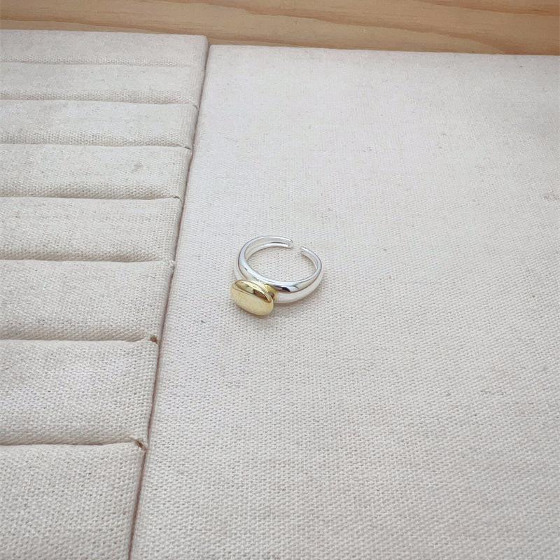 Gold Contrast Adjustable Bean Ring for Women - Stylish, Trendy Open Design Index Finger Ring Open Adjustable
