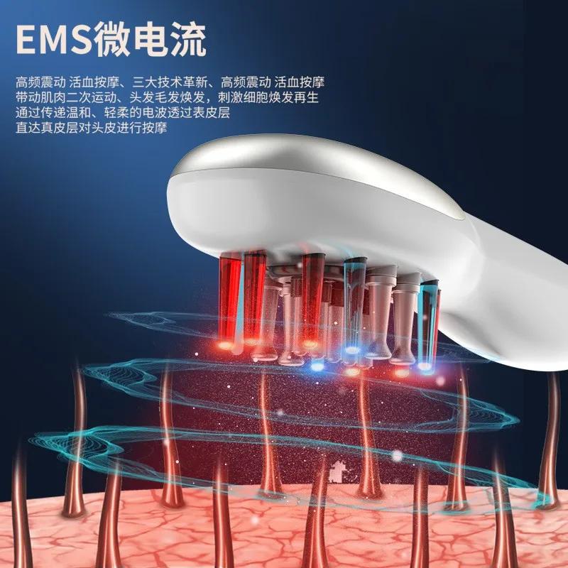 Scalp Medicine Applicator Electric Massage Hair Care Comb Hair Growth Liquid, Blue and Red Light Micro-current Massage Comb