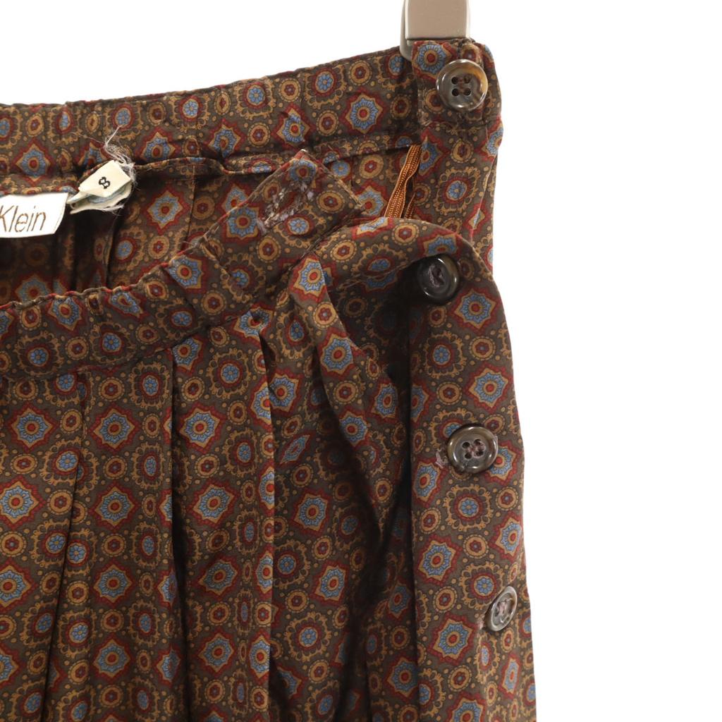 Calvin Klein 90s Old Overall Handle Mimole Length Pleated Skirt 8 Brown Women Used