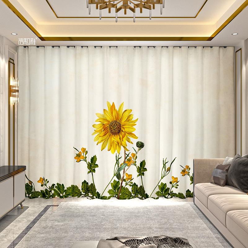 2 Panel Flower Rose Curtains for Girls Bedroom Living Room Floor-to-ceiling Window Kitchen Bathroom Blinds Cortinas Drapes
