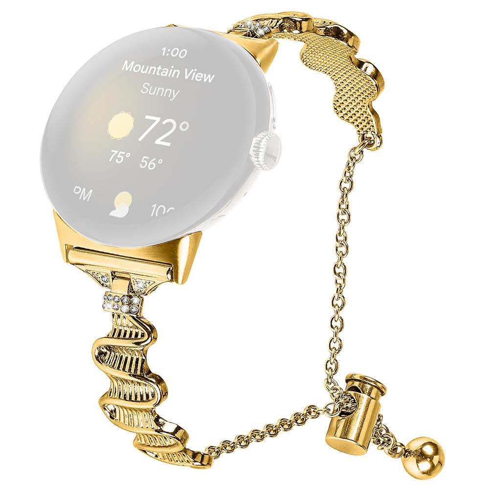 

Watch Band for Google Pixel Watch 3 41mm/Watch 2/Pixel Watch 20mm Replacement Watch Bracelet Rhinestone Decor Stainless Steel Strap Gold