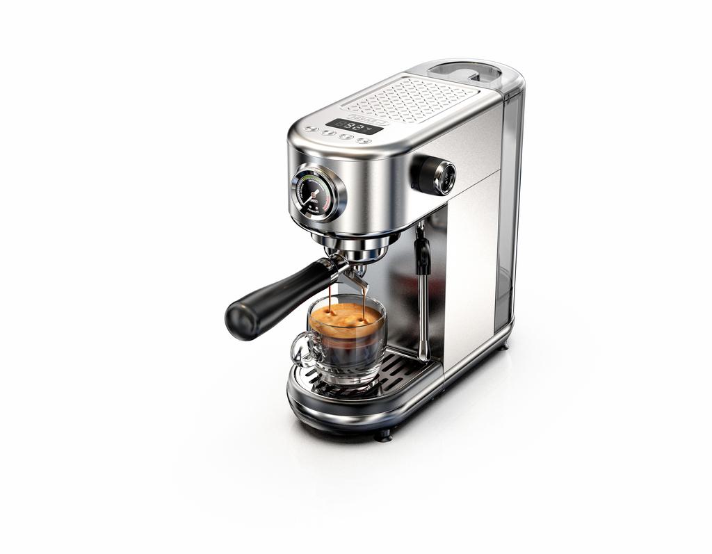 HiBREW H10B Espresso Coffee Machine, 20Bar Extraction Pressure, Semi-Automatic, Adjustable Temperature & Cup Volume, 1.3L Removable Water Tank, Silver