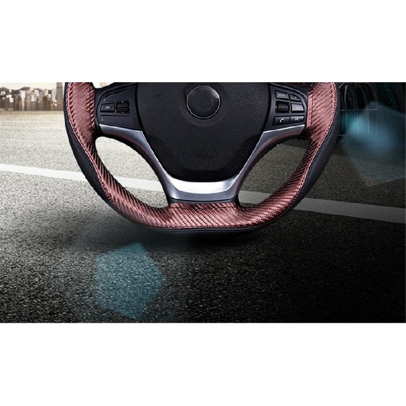 New 1× Brown Wearproof PU Leather 37-38CM Vehicle Interior Trim Steering Wheel Cover