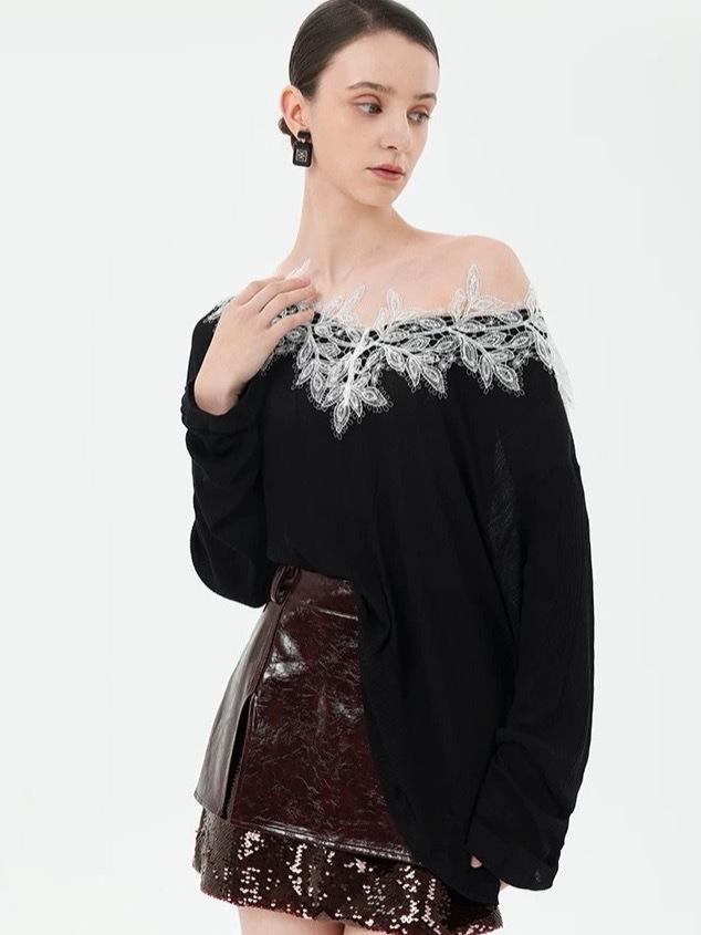 Niche Design Sequin A-line Wine Red Leather Skirt 2026: Women's Slimming Spring/Summer Fashion