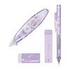 Tombow Pencil MONO Stationery Set Shimmer Edition Lilac Purple 4 Piece Set (Mechanical Pencil 0.5mm Sharp Lead Eraser Correction Tape) PCC-443EAZ