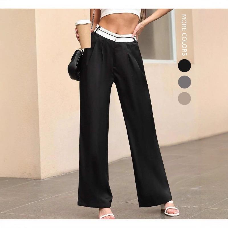 European American Autumn New Solid Color Fashion Slim Casual Trousers Floor-length Suit Pants