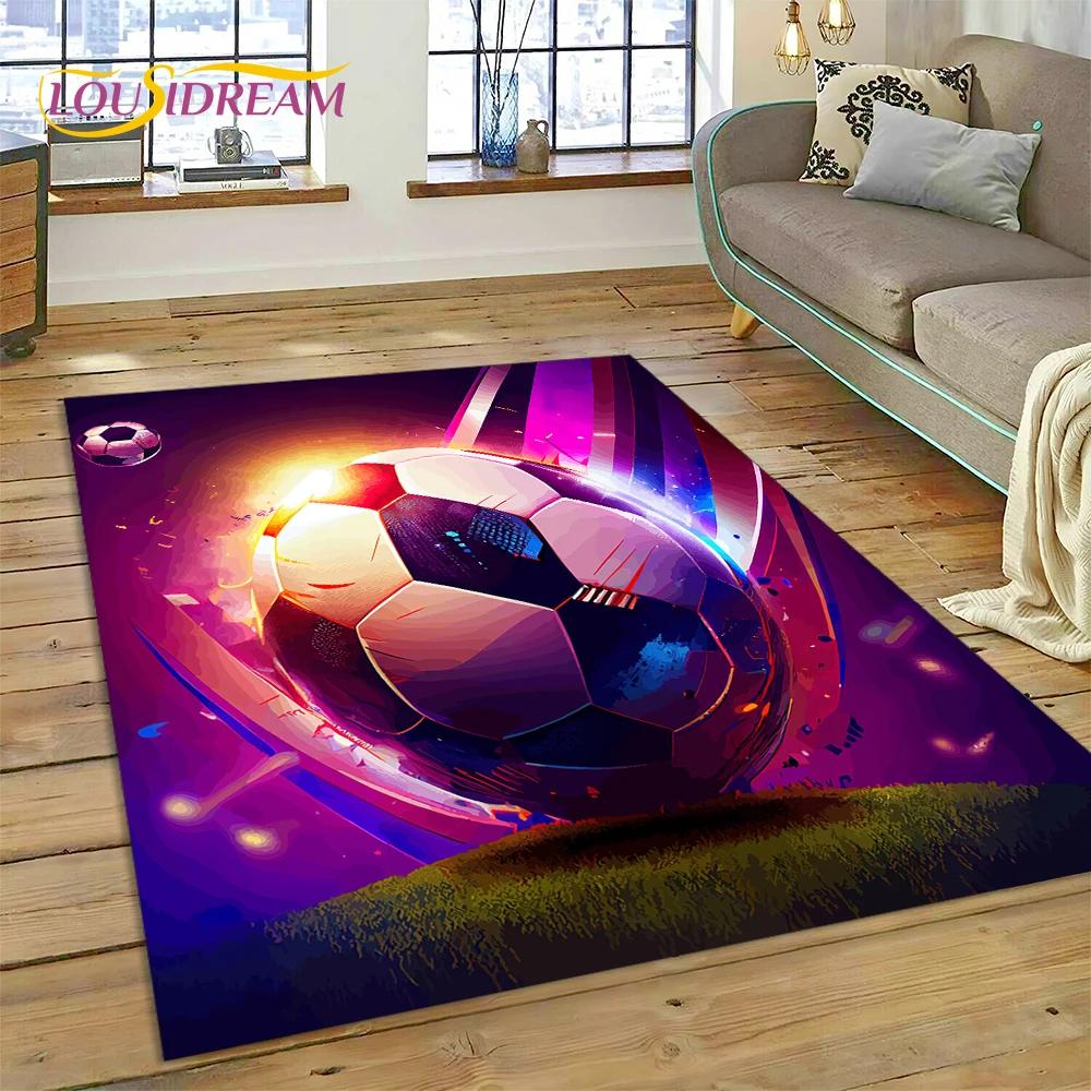 

3D футбольне футбольне поле Килимок для спальні Вітальня Домашній диван Прикраса, Діти грають у гру Великий декор Килимок Подарунок 100x150cm