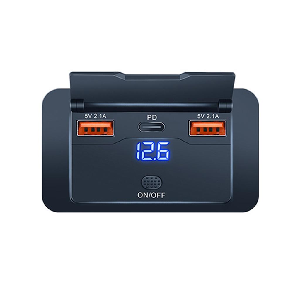 12V USB Outlet Surface Mount Lightweight PD USB C 30W and QC 3.0 18W Ports Replacement Charger Socket Panel with Button Switch