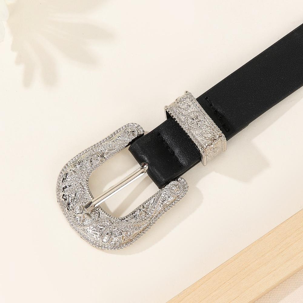 Jeans Decor Y2K Wide Belt Punk Style PU Leather Waistbands Adjustable Star Rivet Waist Belt Party