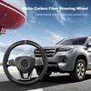 Ergocar Round Shape Carbon Fiber & Microfiber PU Leather Steering Wheel Cover Anti-Slip Car Steering Wheel Protector Breathable Sweat Absorbent Sport