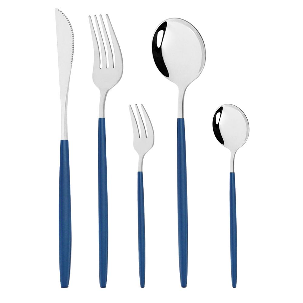 5Pcs Red Gold Cutlery Set Stainless Steel Food Tableware Set Home Steak Knife Fork Coffee Spoon Teaspoon Upscale Dinnerware Set