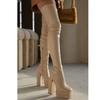 Platform High Heeled Women Over The Knee High Boots Brand Design 2025 Winter Fashion Sexy Elegant Walking Comfy Women Shoes
