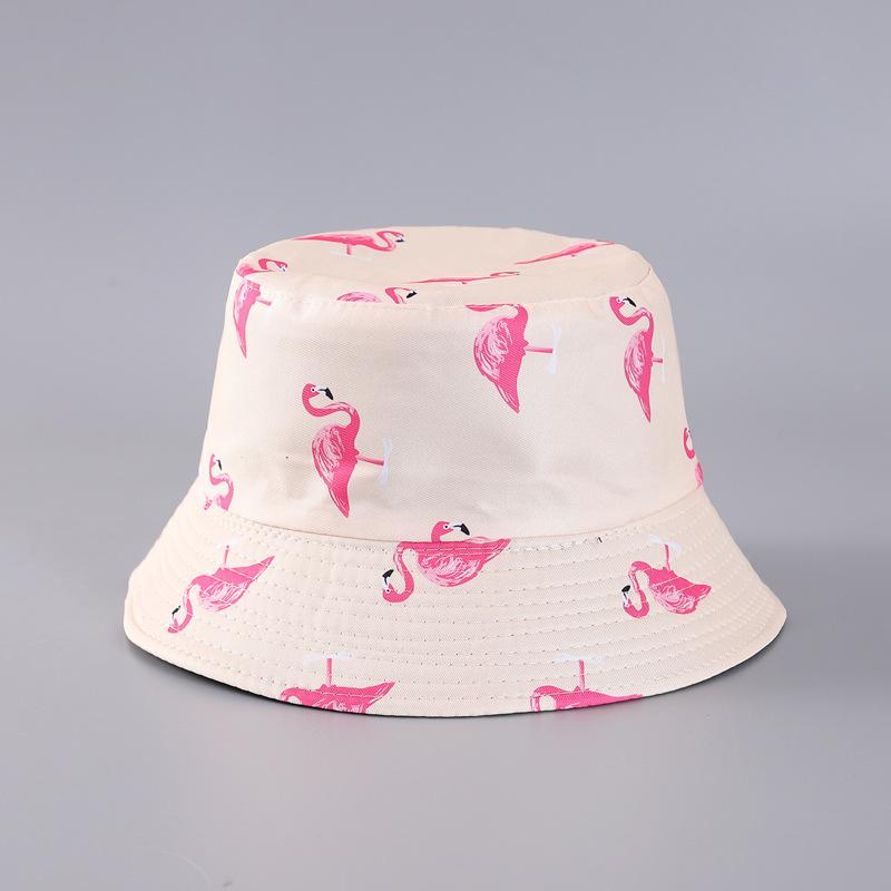 Flamingo Printed Bucket Hat European and American New Small Edge Basin Hat Double-sided Can Be Worn